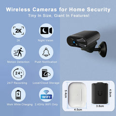 Mini WIFI Surveillance Camera (Strong Magnet): 2K HD, Night Vision, 2H Battery/Usb Power, 32G Card, Ios/Android APP
