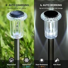 Solar Lights Outdoor 10 Pack Waterproof 6000K Cold White LED Stainless Steel Stake for Pathway Yard Garden Driveway Solar Powered outside Decor