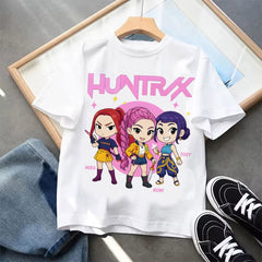Kpop Demon Hunters Children'S Clothing Short Sleeve T-Shirt Kpop Demon Hunters Tiger Harajuku Tshirt for Boys Girls Gift