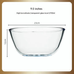Japanese-Style Transparent Glass Large Salad Bowl