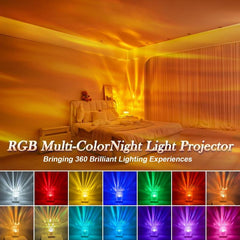 One Fire Flower Lamp Ambient Lighting for Bedroom,18 Colors Cool Things Water Ripple Lamp,Dimmable+Remote+Timer Space Projector.