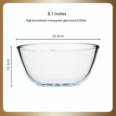 Japanese-Style Transparent Glass Large Salad Bowl
