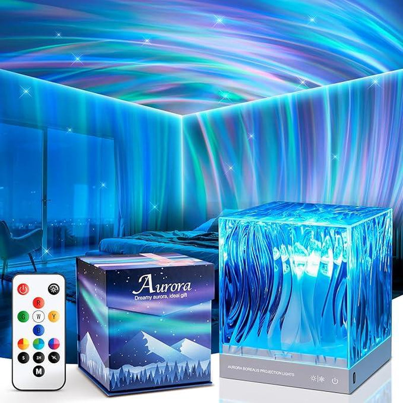 One Fire Flower Lamp Ambient Lighting for Bedroom,18 Colors Cool Things Water Ripple Lamp,Dimmable+Remote+Timer Space Projector.