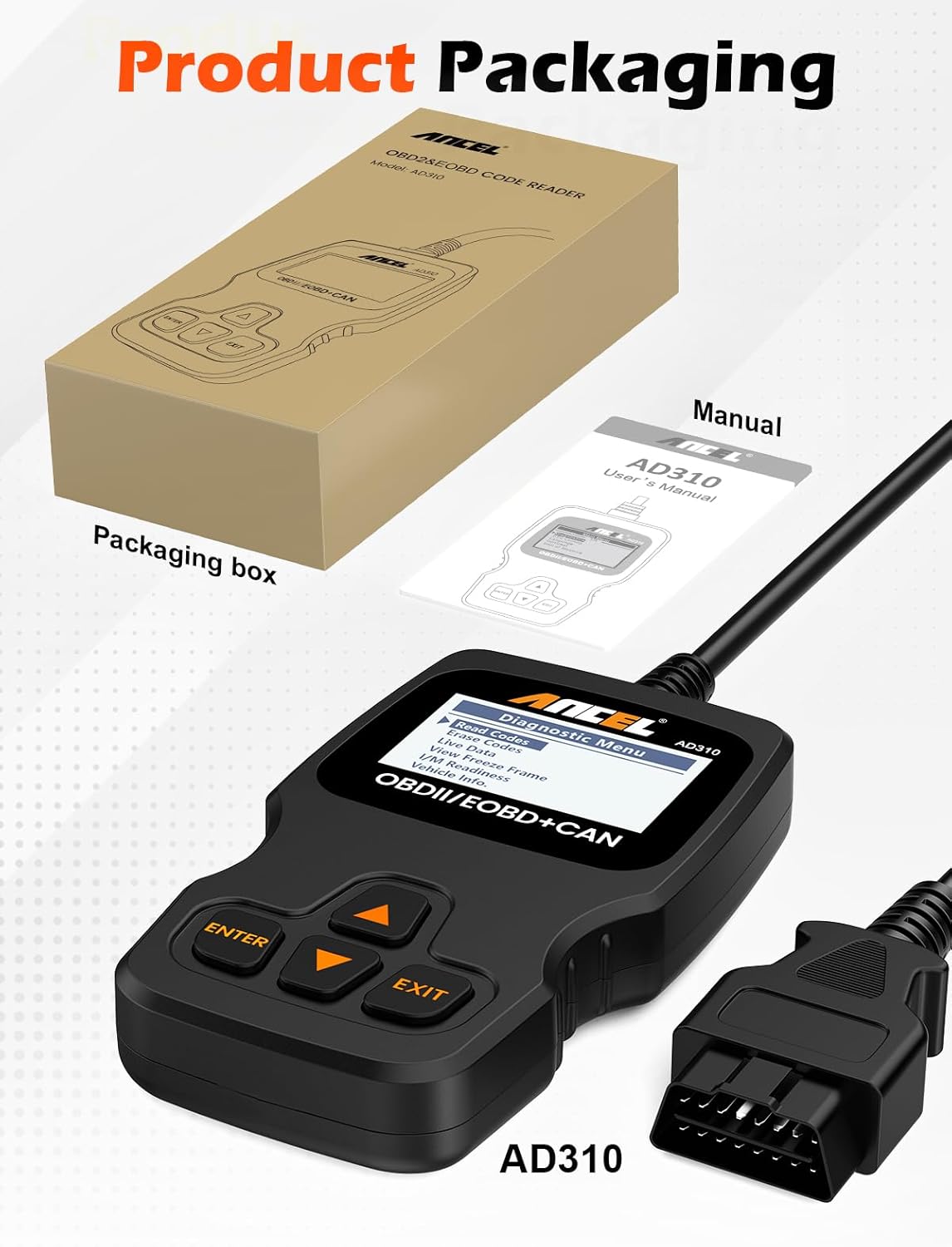 AD310 Classic Enhanced Universal OBD II Scanner Car Engine Fault Code Reader CAN Diagnostic Scan Tool