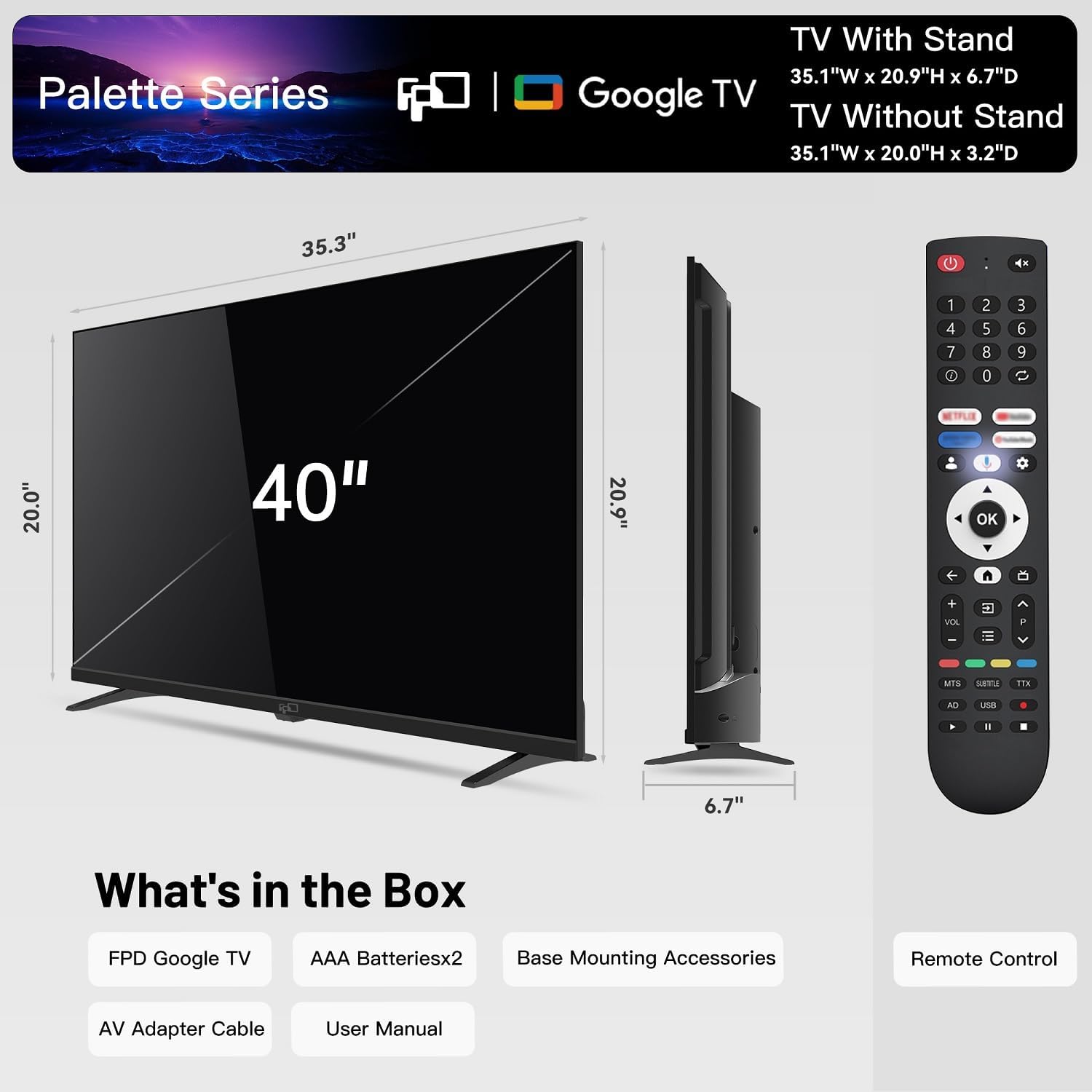 40-Inch Smart TV, 1080P Full HD Google TV with Google Play Built-In Google Cast