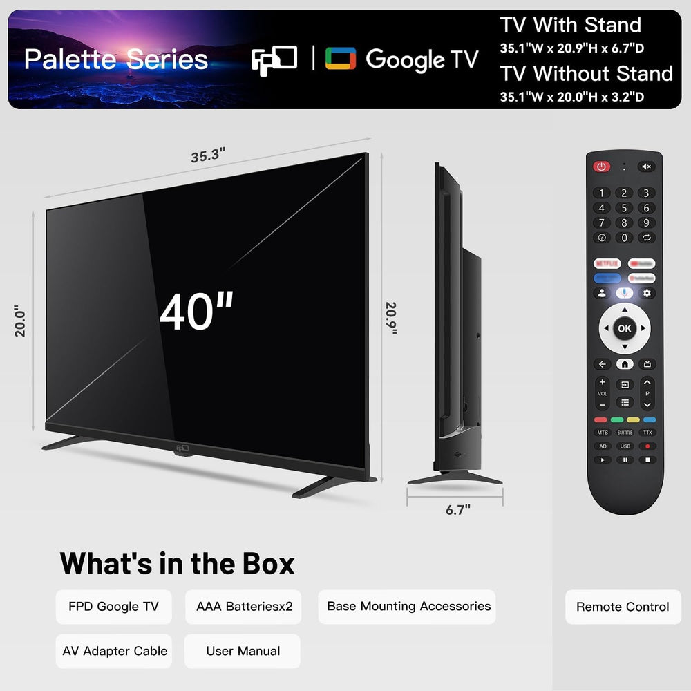 40-Inch Smart TV, 1080P Full HD Google TV with Google Play Built-In Google Cast