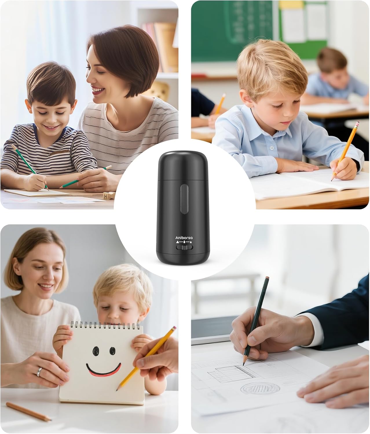 Automatic Electric Pencil Sharpener - Auto Feed, Auto Stop & Auto Eject for School, Office, Home, Black