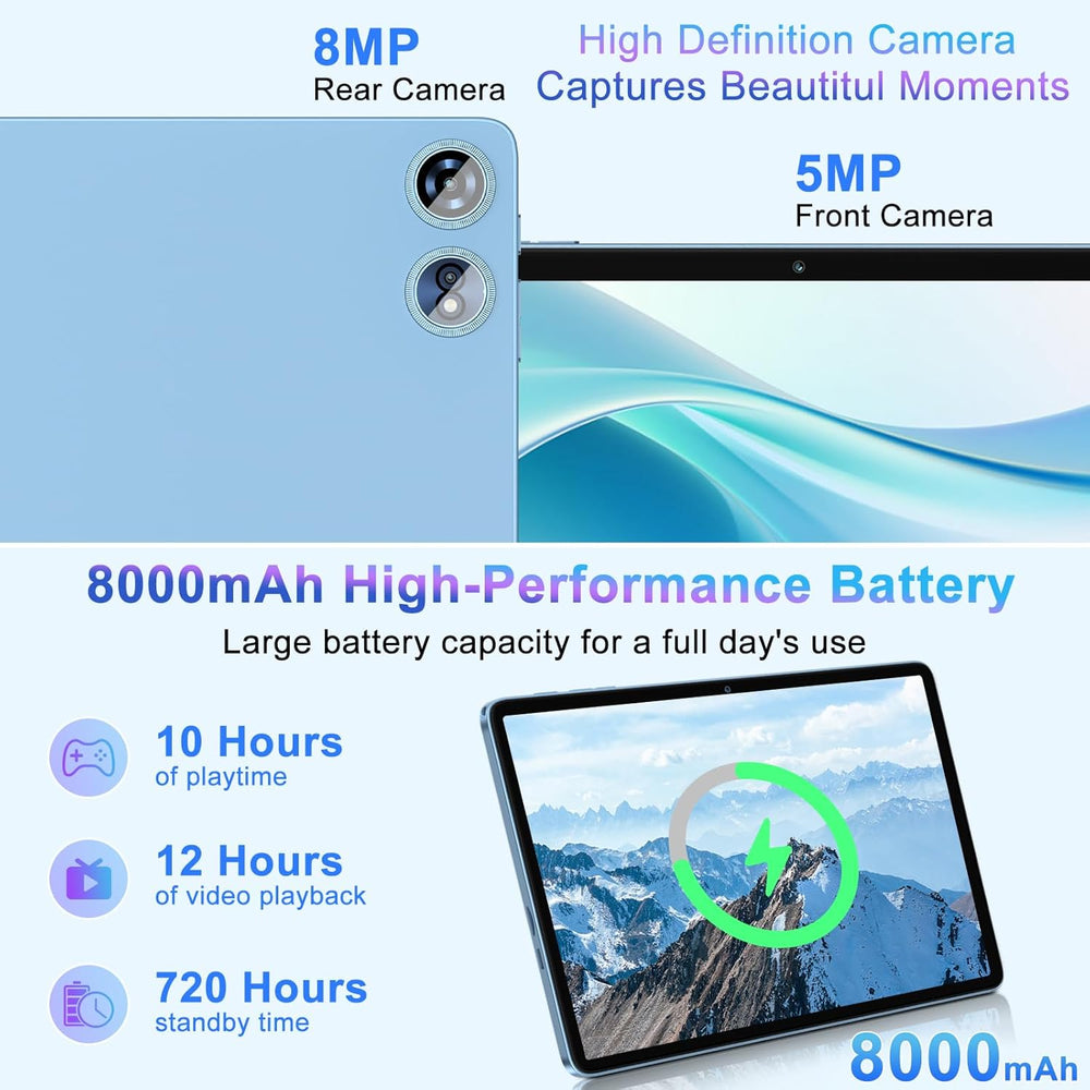 2025 Android 14 Tablet 22GB RAM 128GB ROM 1TB Expand, 10 Inch Tablets with Keyboard Mouse