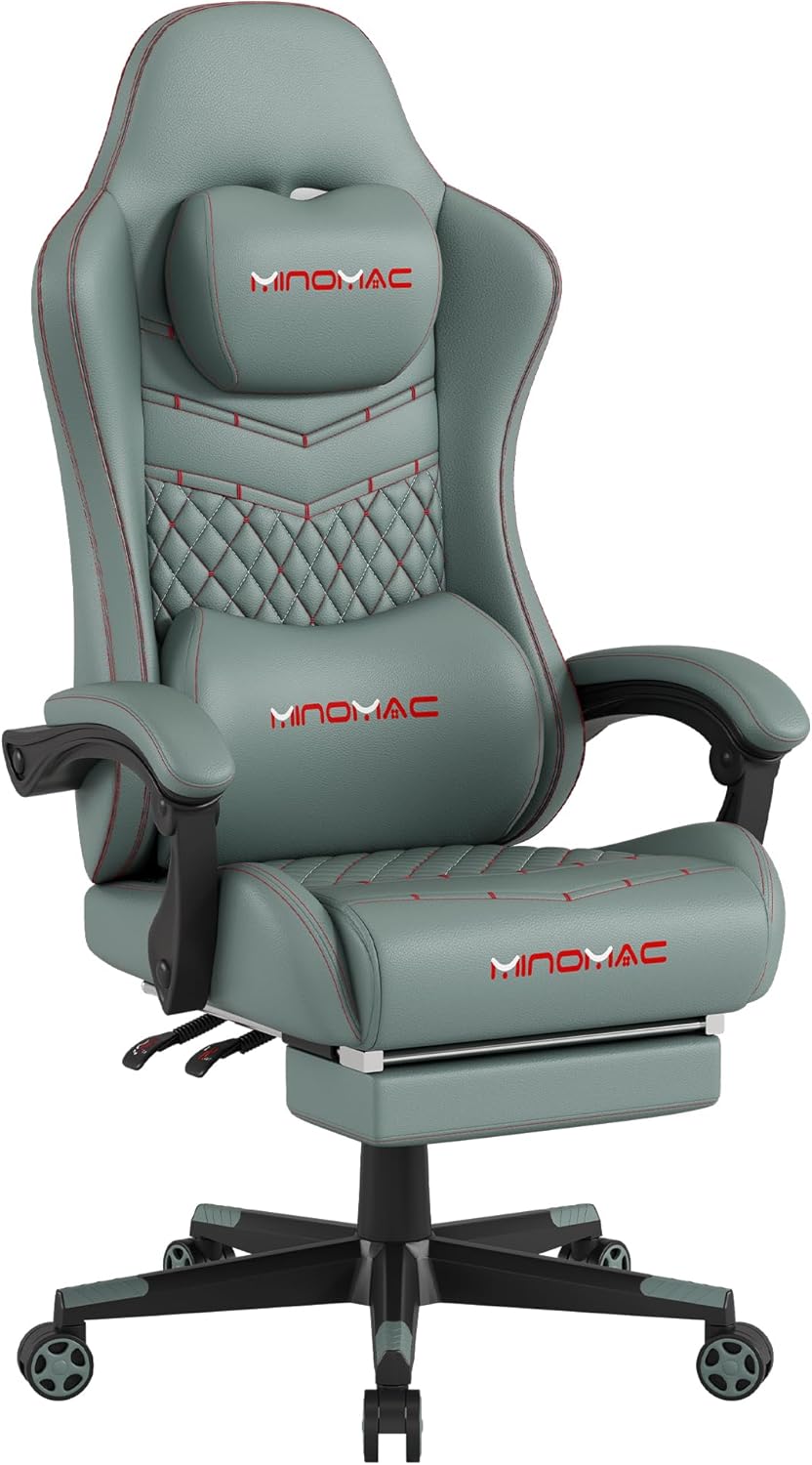 Gaming Chair,Ergonomic Computer Gaming Chair,400Lb Load-Bearing,Retractable Footrest
