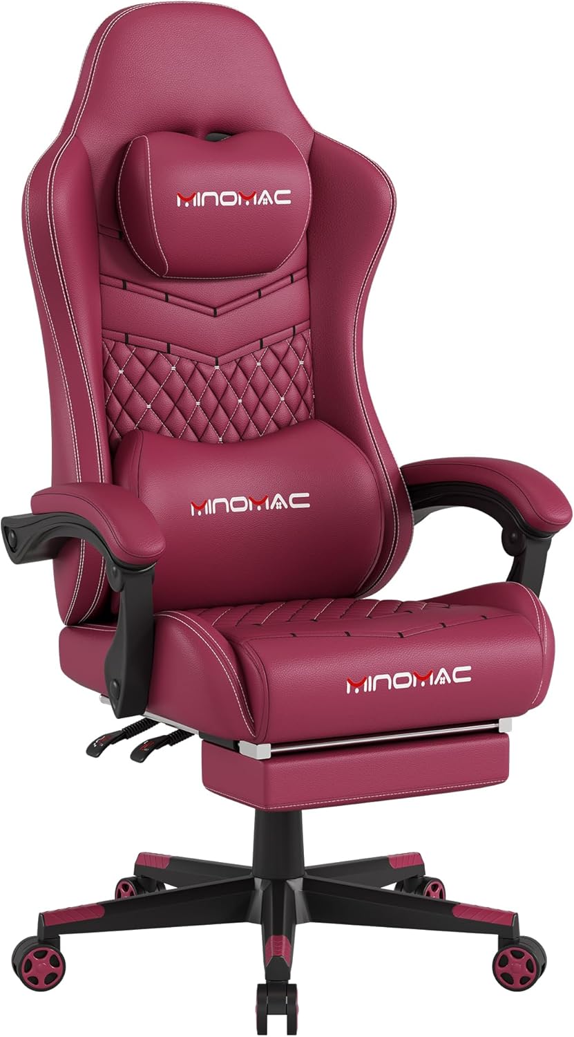 Gaming Chair,Ergonomic Computer Gaming Chair,400Lb Load-Bearing,Retractable Footrest