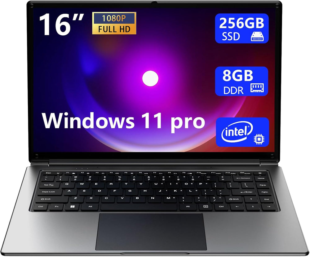 Laptop 16-Inch 8GB DDR 256GB SSD Portable Laptop,Expandable to 1TB Pentium