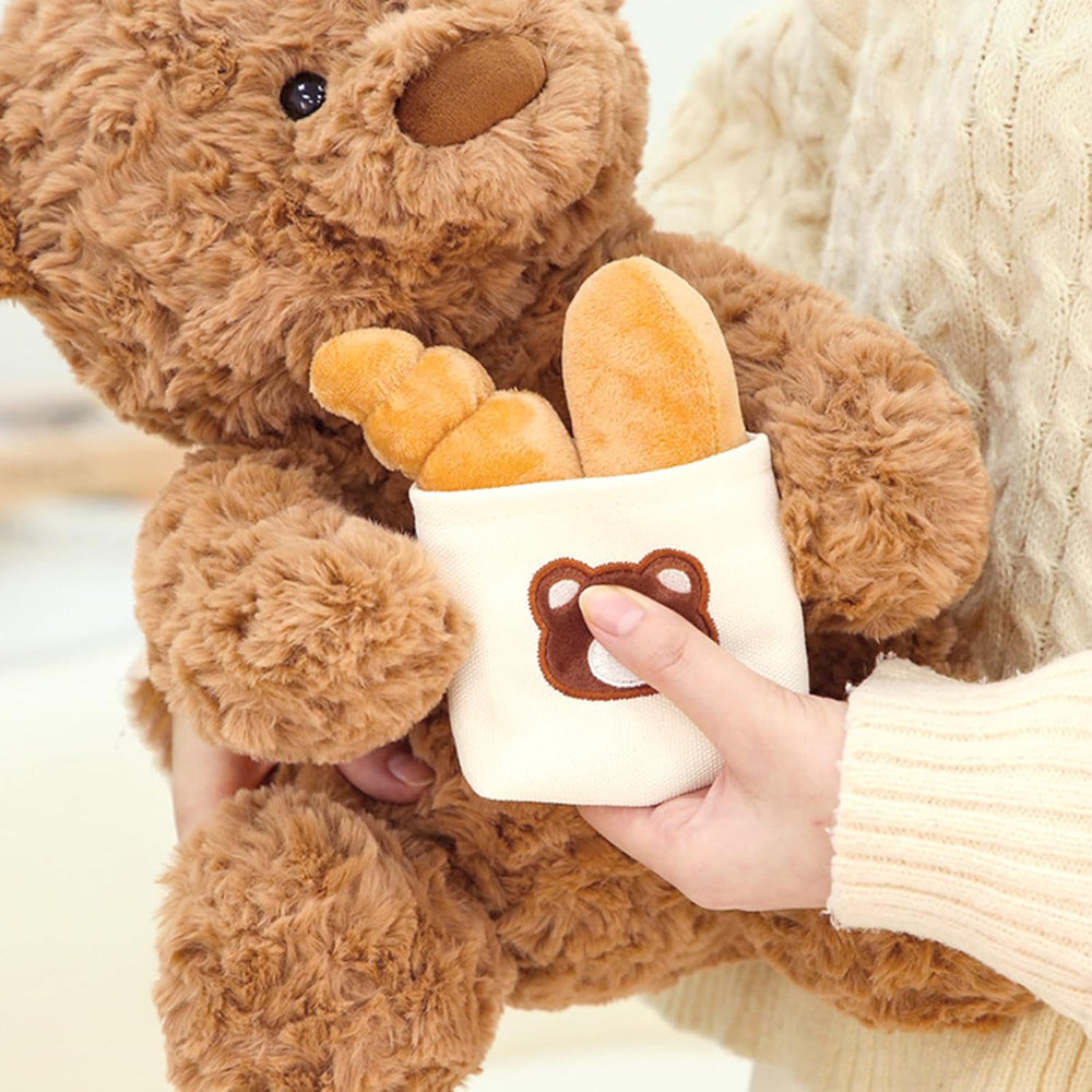 Chef Teddy Bear Stuffed Animal Holds Toast Bread Bag Cute Bear Plush