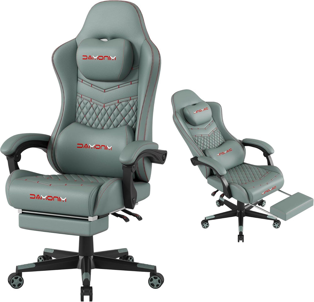 Gaming Chair,Ergonomic Computer Gaming Chair,400Lb Load-Bearing,Retractable Footrest