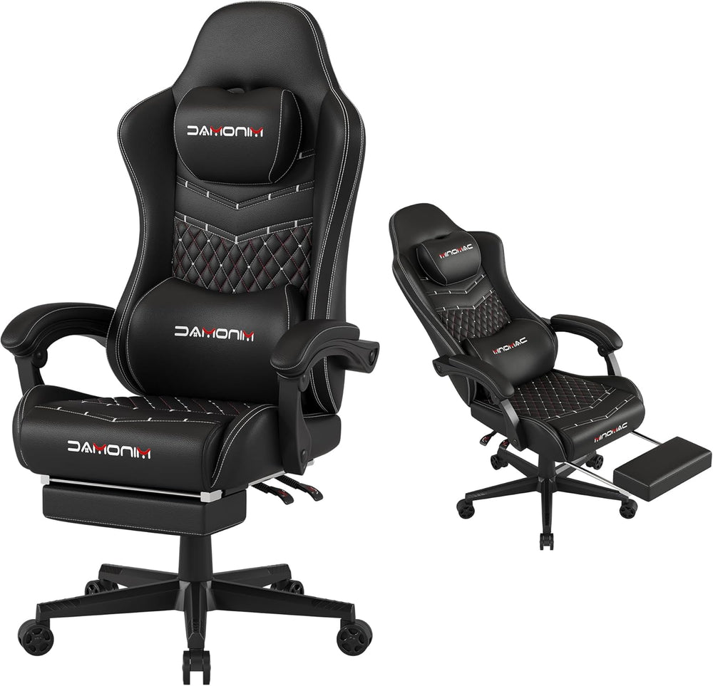 Gaming Chair,Ergonomic Computer Gaming Chair,400Lb Load-Bearing,Retractable Footrest