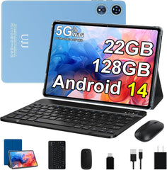 2025 Android 14 Tablet 22GB RAM 128GB ROM 1TB Expand, 10 Inch Tablets with Keyboard Mouse