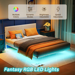 Full Size Bed Frame,Floating Bed Frame Full Size with Headboard