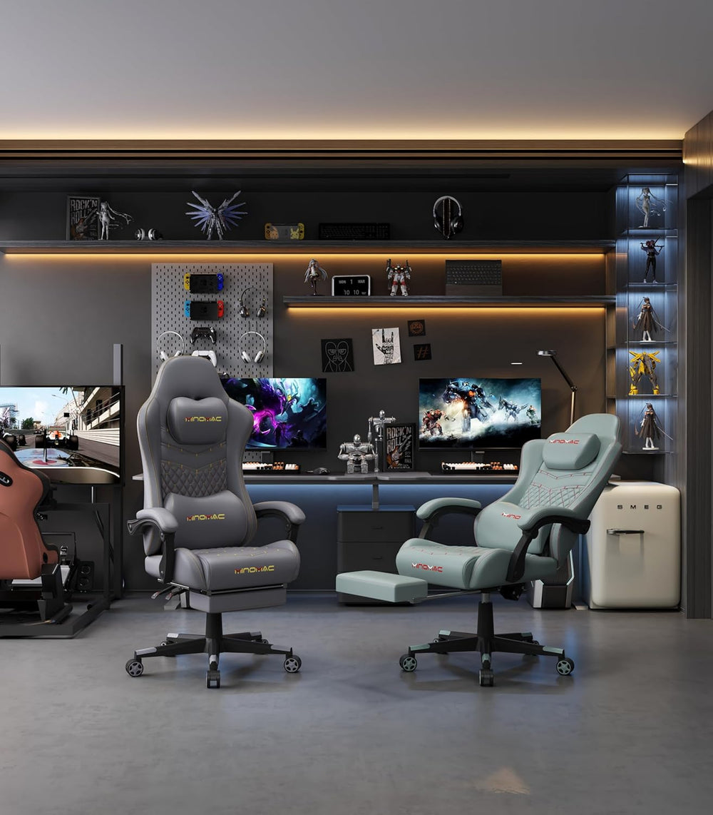 Gaming Chair,Ergonomic Computer Gaming Chair,400Lb Load-Bearing,Retractable Footrest