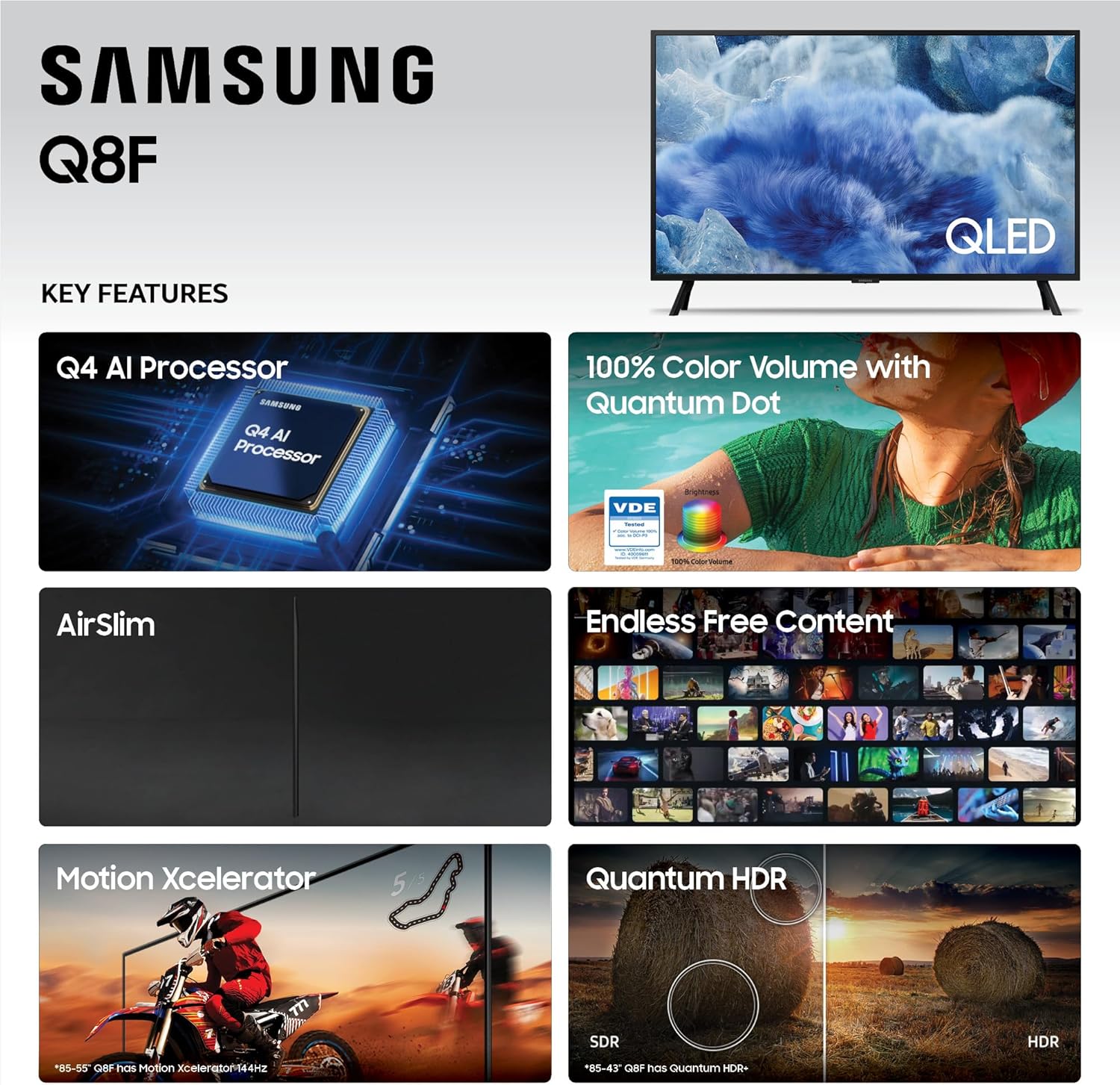 32-Inch Class QLED Q8F 4K UHD Smart TV (2025 Model) Q4 AI Processor, 100% 