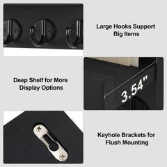 Key Holder for Wall, Decorative Key and Mail Holder with Shelf Has Large Hooks for Bags