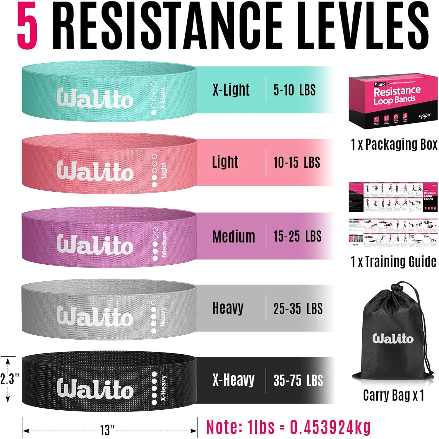Fabric Resistance Bands for Working Out - Booty Bands for Legs -Glutes Training for Women and Men