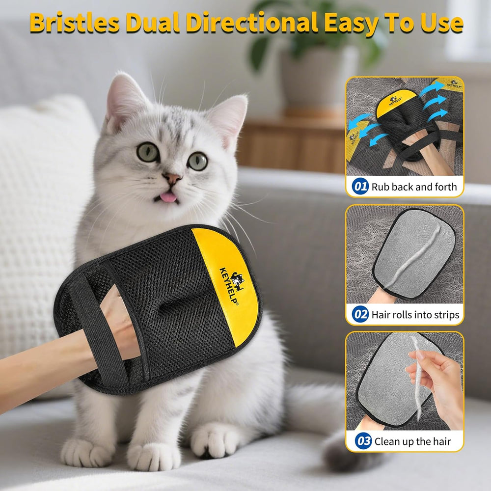 Pet Hair Removal Glove for Dogs & Cats, Newly Upgraded Reusable Electrostatic Pet Hair Gloves