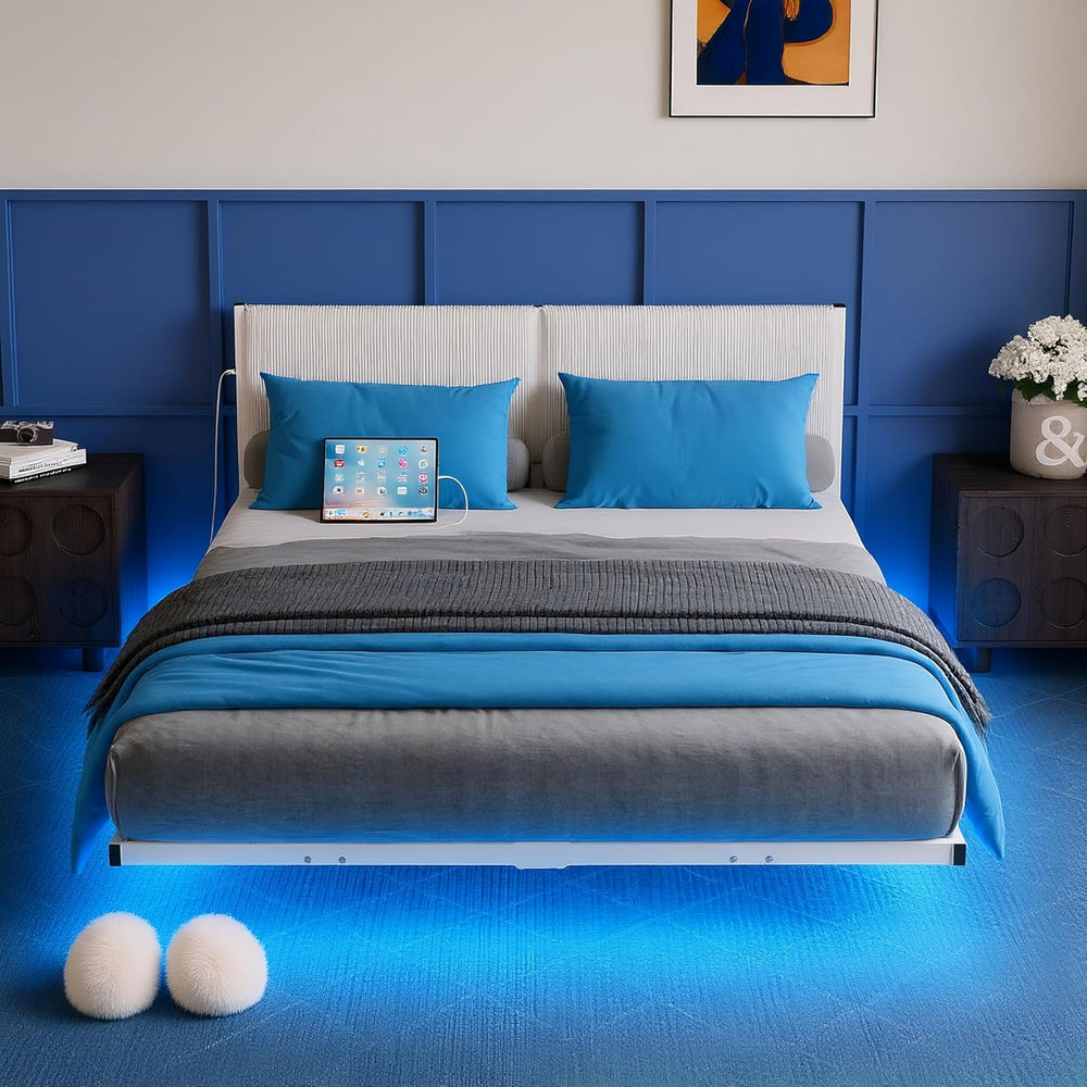 Full Size Bed Frame,Floating Bed Frame Full Size with Headboard