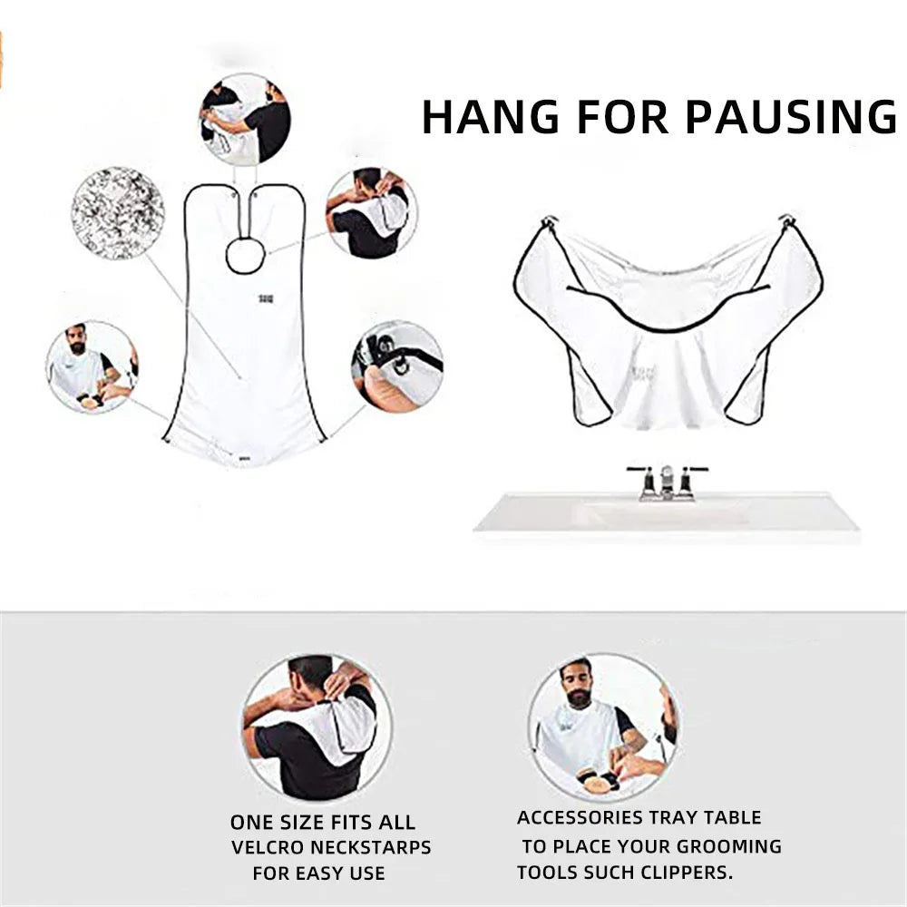 Male Shaving Apron Beard Catcher Cape Care Bib Face Shaved Hair 