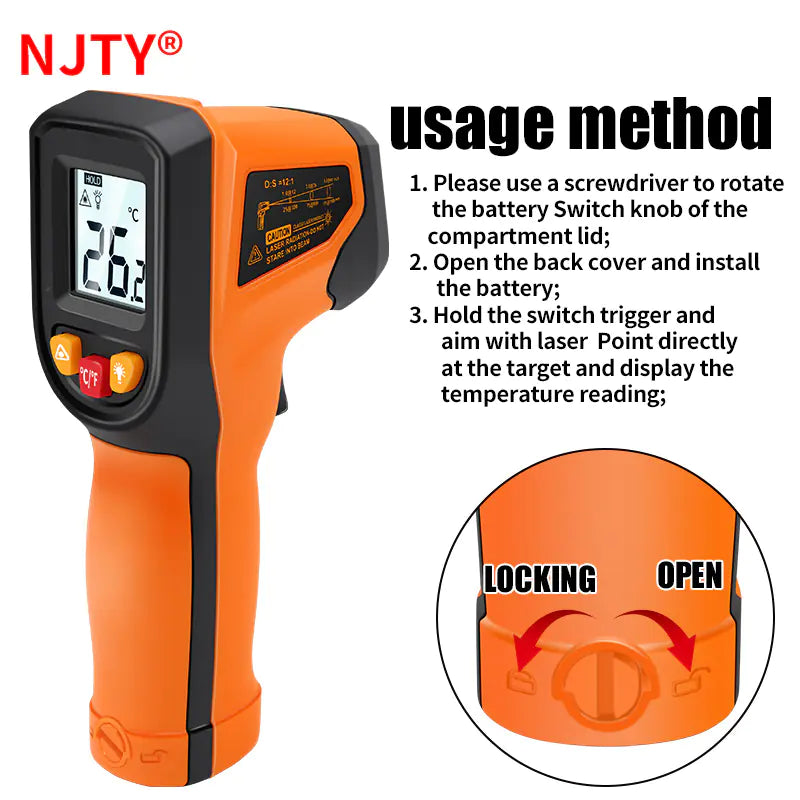 NJTY Digital Infrared Thermometer -50~600℃ Pyrometer Gun