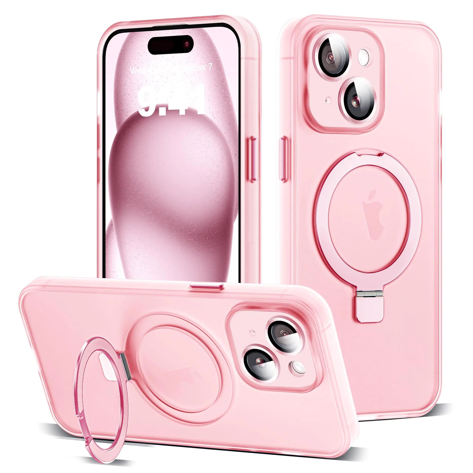 iPhone 11 Magnetic Ring Stand Case | Mag-Safe Compatible | Full Lens Protection | Slim Drop-Proof Design | Pink