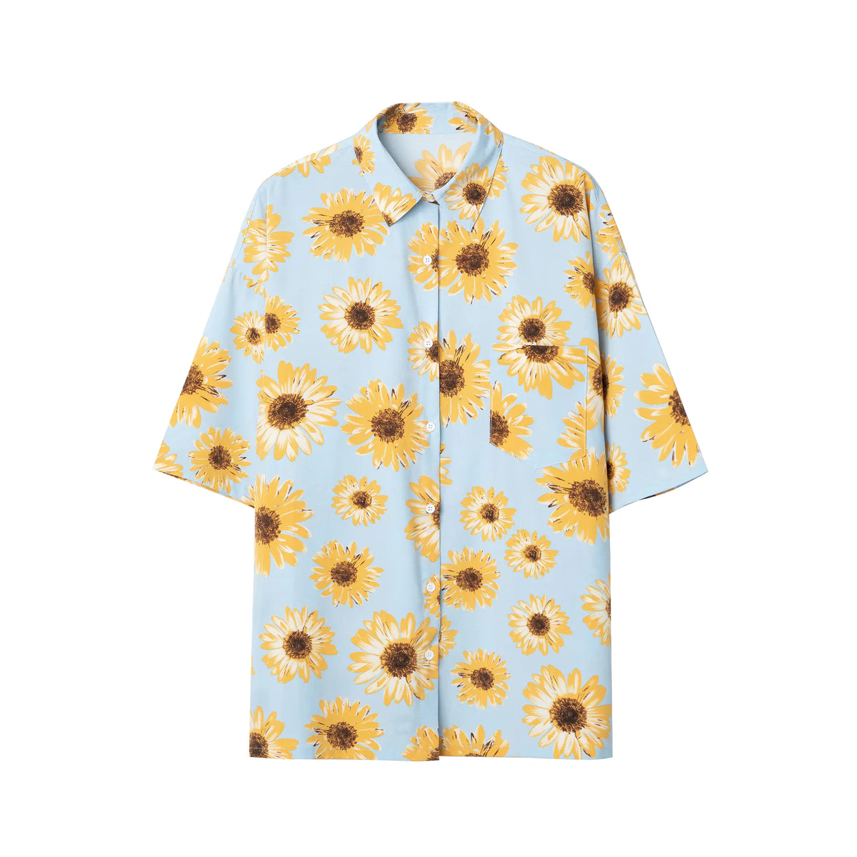 Men's Summer Short Sleeve Floral Shirt with Unique Collar