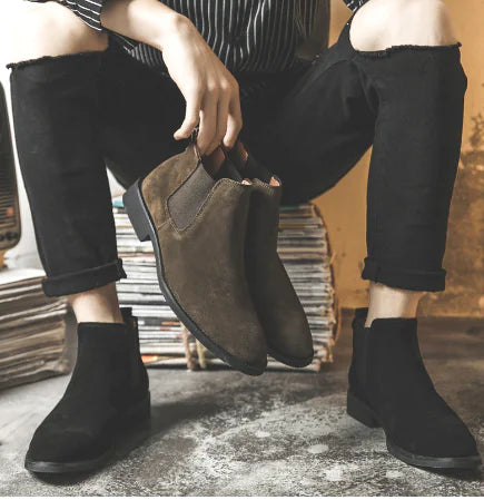Men's Leather High-Top Chelsea Boots