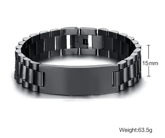 Personalized Black Stainless Steel Men's Bracelet