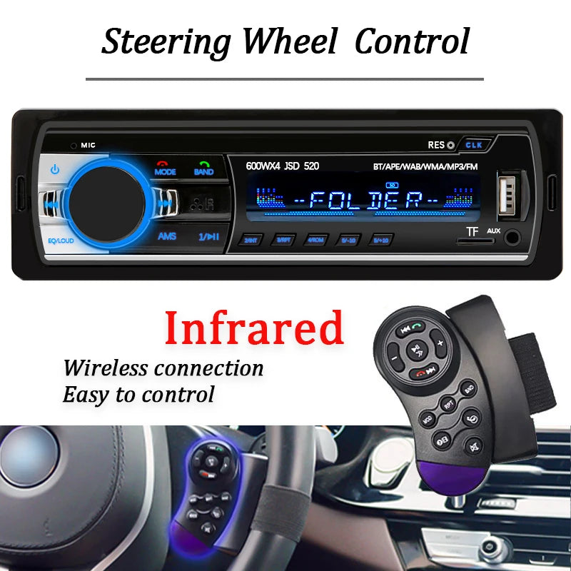Car Radio 1 Din Stereo Player Digital Bluetooth Car MP3 Player 60Wx4