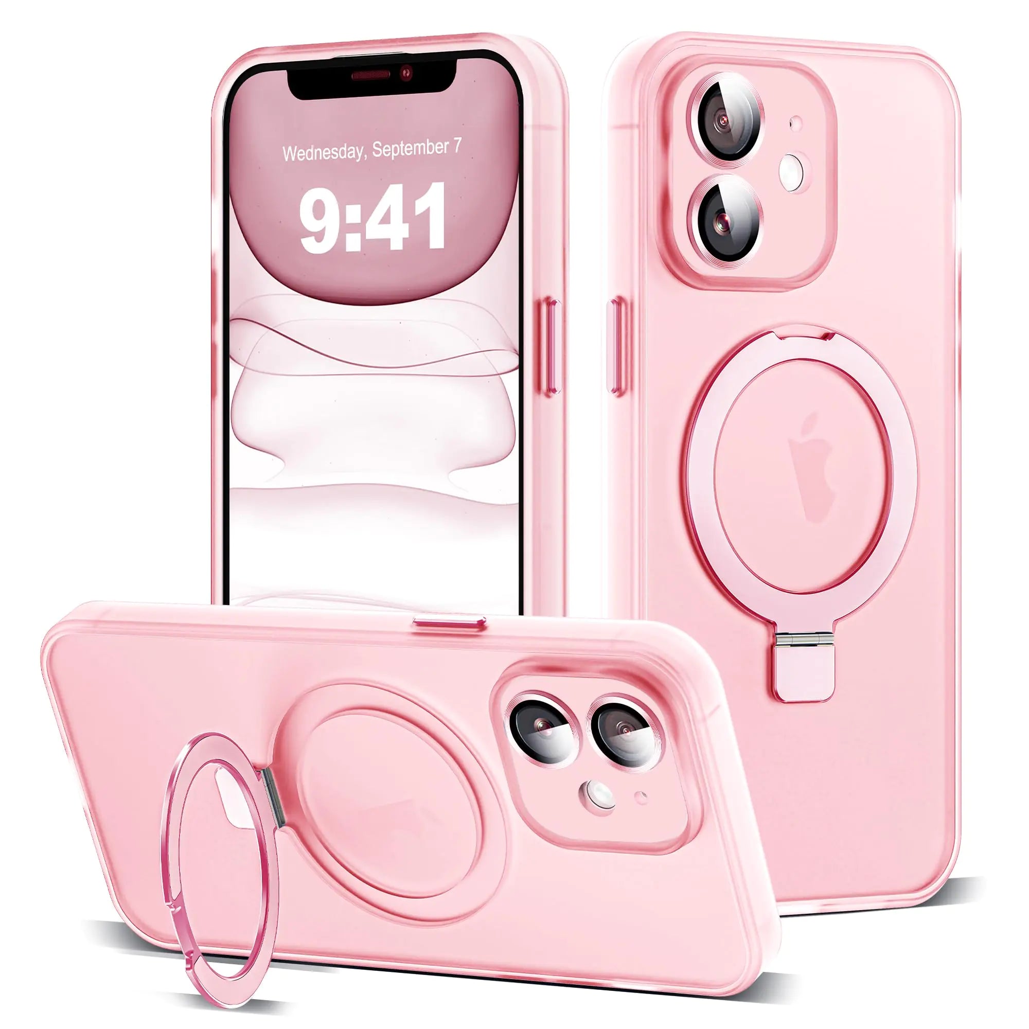 iPhone 11 Magnetic Ring Stand Case | Mag-Safe Compatible | Full Lens Protection | Slim Drop-Proof Design | Pink