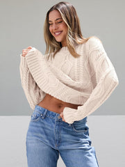 Women's Oversized Cable Knit Crewneck Sweaters